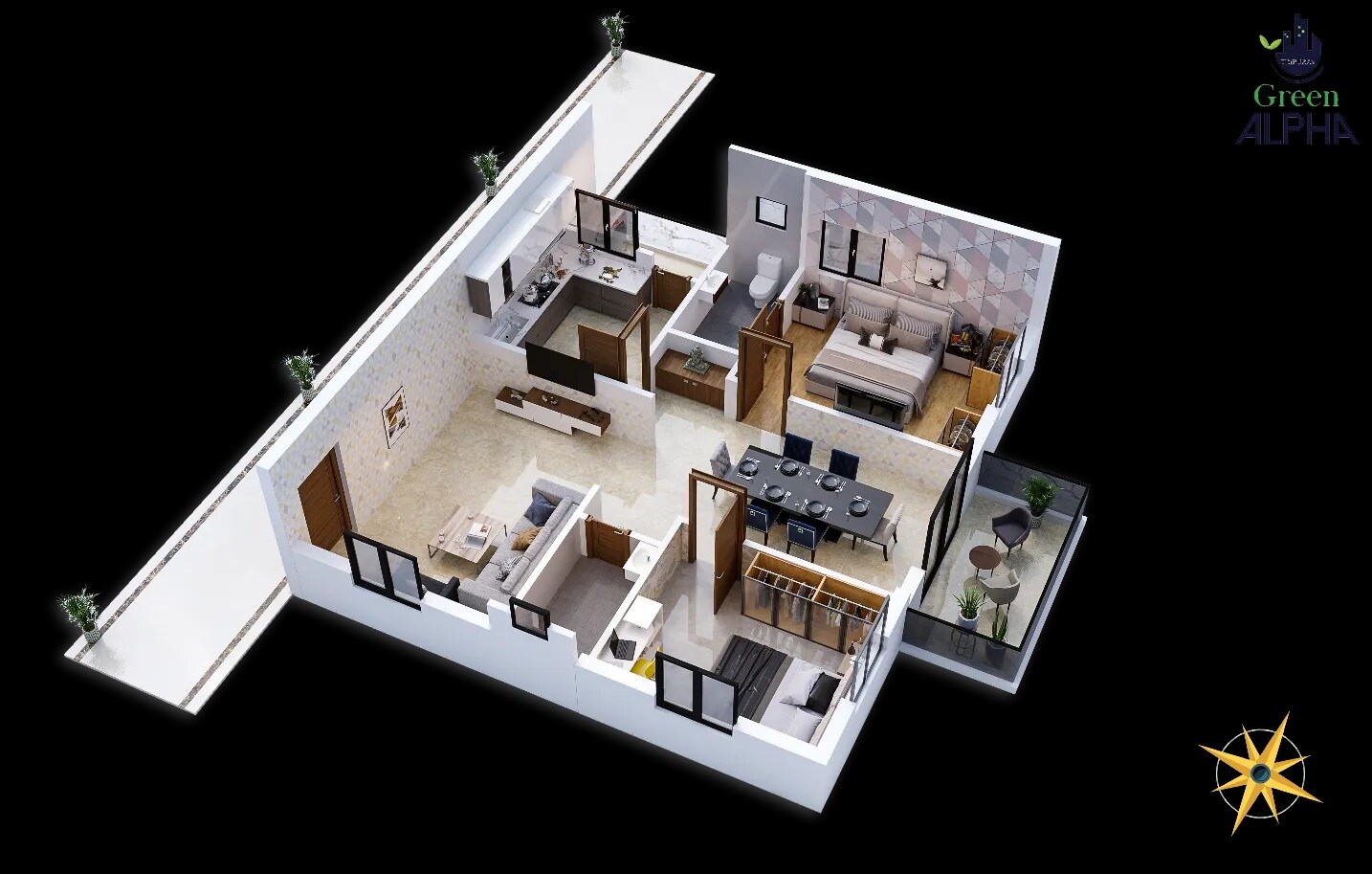 2 BHK 1265 Sq. Ft. Apartment