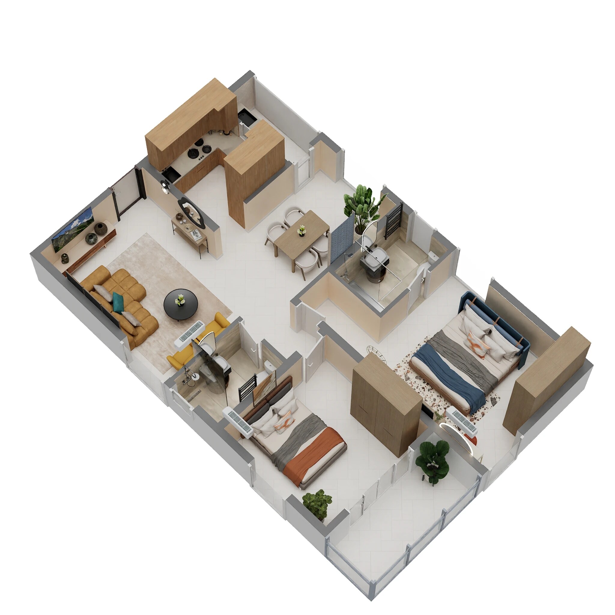 Floor plan of 2 BHK 1250 Sq. Ft. Apartment in Trishala Saffron 360, Hyderabad