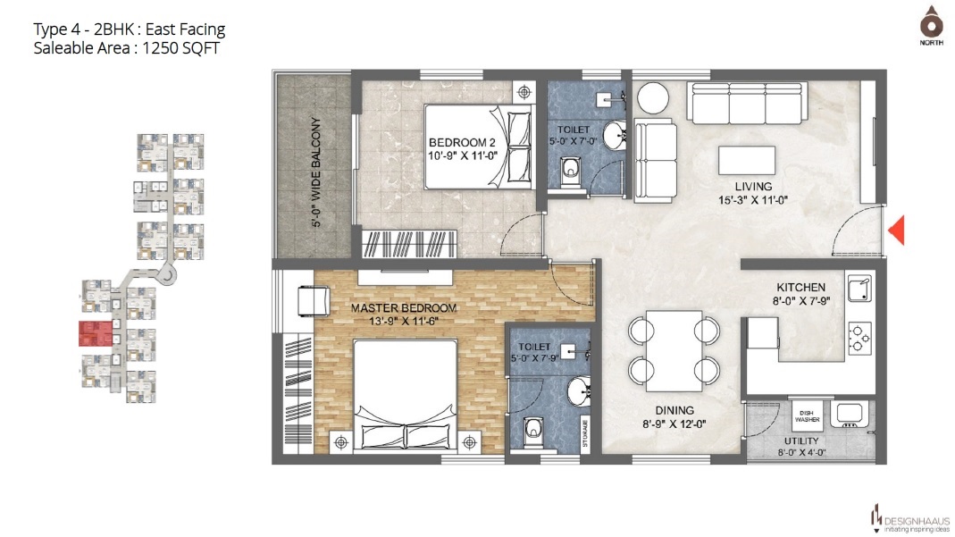 2 BHK 1250 Sq. Ft. Apartment in Trishala Saffron 360