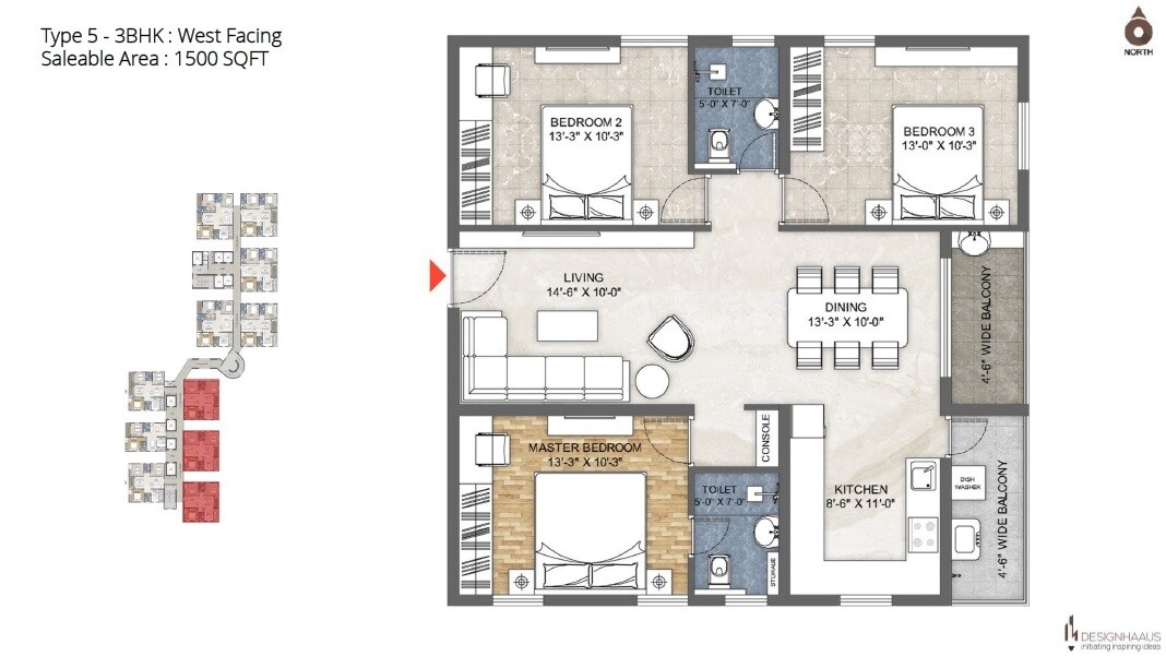 Other, trishala-saffron-360 3 Bedroom 1500 Sq.Ft. Apartment In Nallagandla Hyderabad 9512615