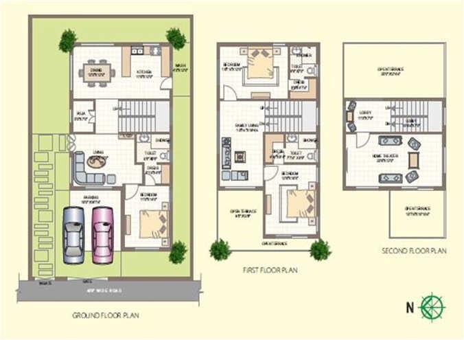 Floor plan of 3 BHK 2677 Sq. Ft. Villa in Trishala The Village, Hyderabad