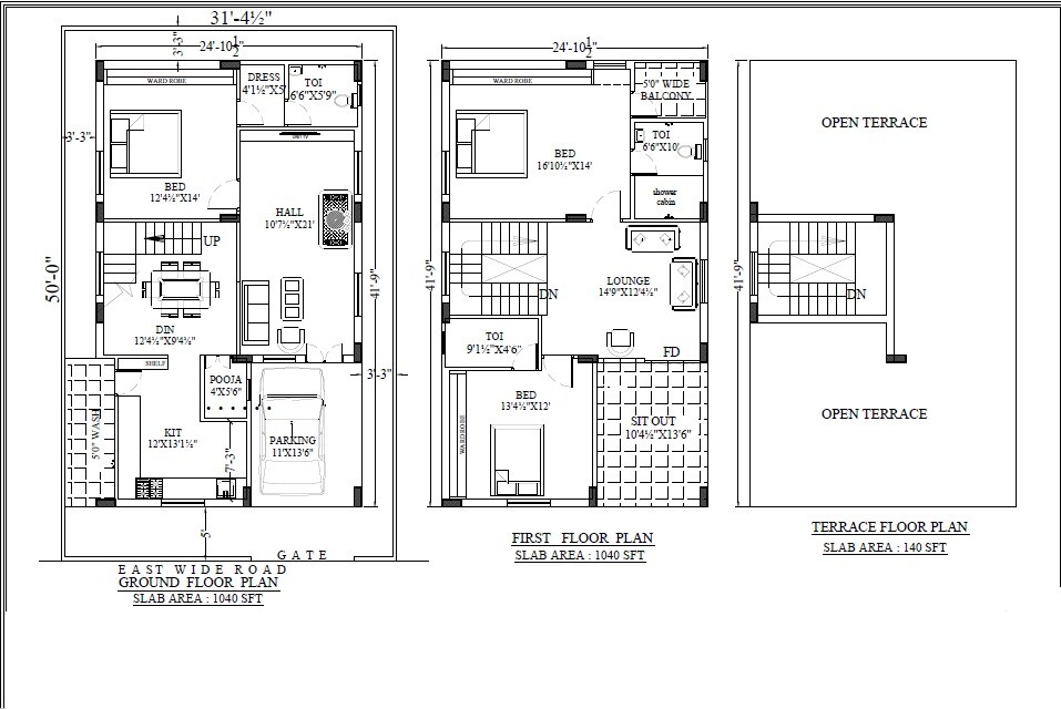 Floor plan of 3 BHK 2220 Sq. Ft. Villa in Urban Blooms, Hyderabad