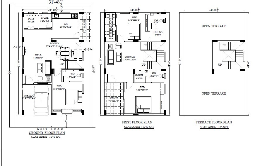 Floor plan of 3 BHK 2245 Sq. Ft. Villa in Urban Blooms, Hyderabad