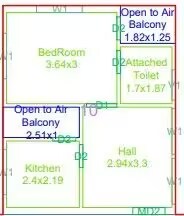 Floor plan of 1 BHK 659 Sq. Ft. Apartment in Urbancraft Palm Woods, Hyderabad