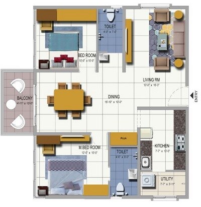 2 BHK 1254 Sq. Ft. Apartment