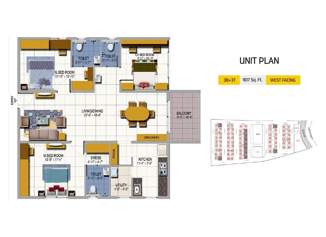  3 BHK Apartment at Urbanrise On Cloud 33, Bachupally – for Sale