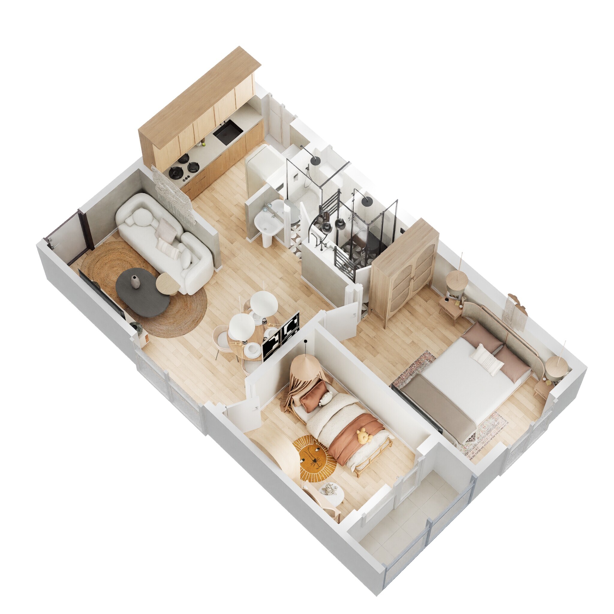Floor plan of 2 BHK 810 Sq. Ft. Apartment in Urbanrise Spring Is In The Air, Hyderabad