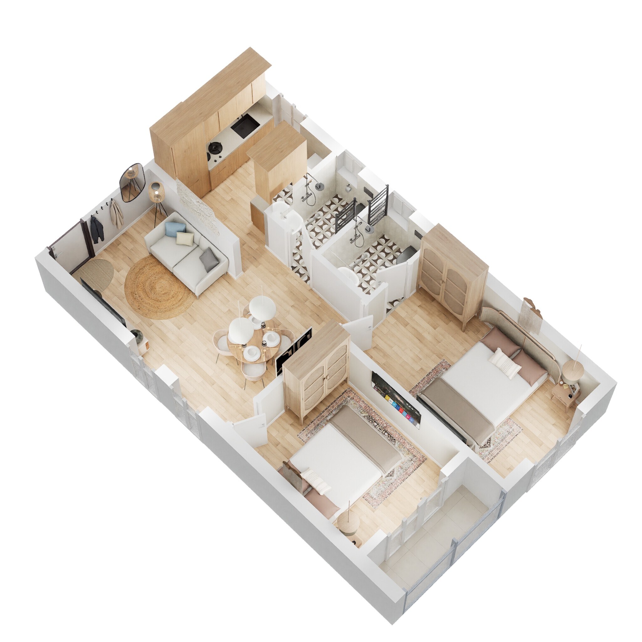 Floor plan of 2 BHK 918 Sq. Ft. Apartment in Urbanrise Spring Is In The Air, Hyderabad