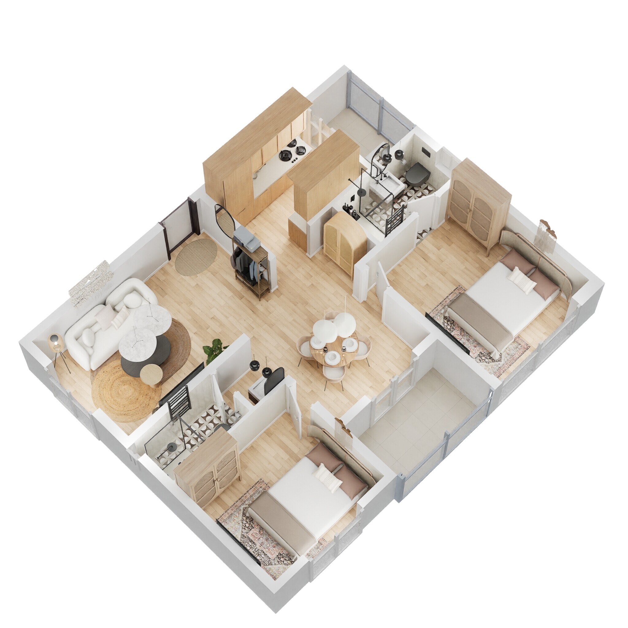 Floor plan of 2 BHK 1174 Sq. Ft. Apartment in Urbanrise The Happening Heights, Hyderabad