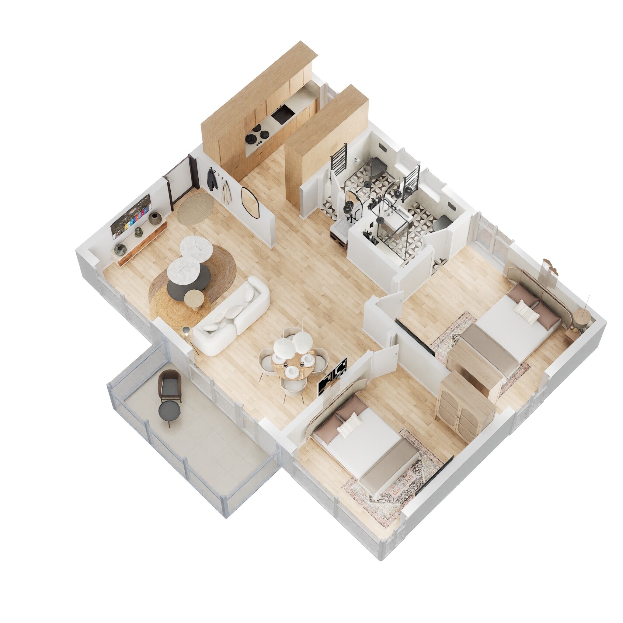 Floor plan of 2 BHK 1348 Sq. Ft. Apartment in Urbanrise The World of Joy, Hyderabad