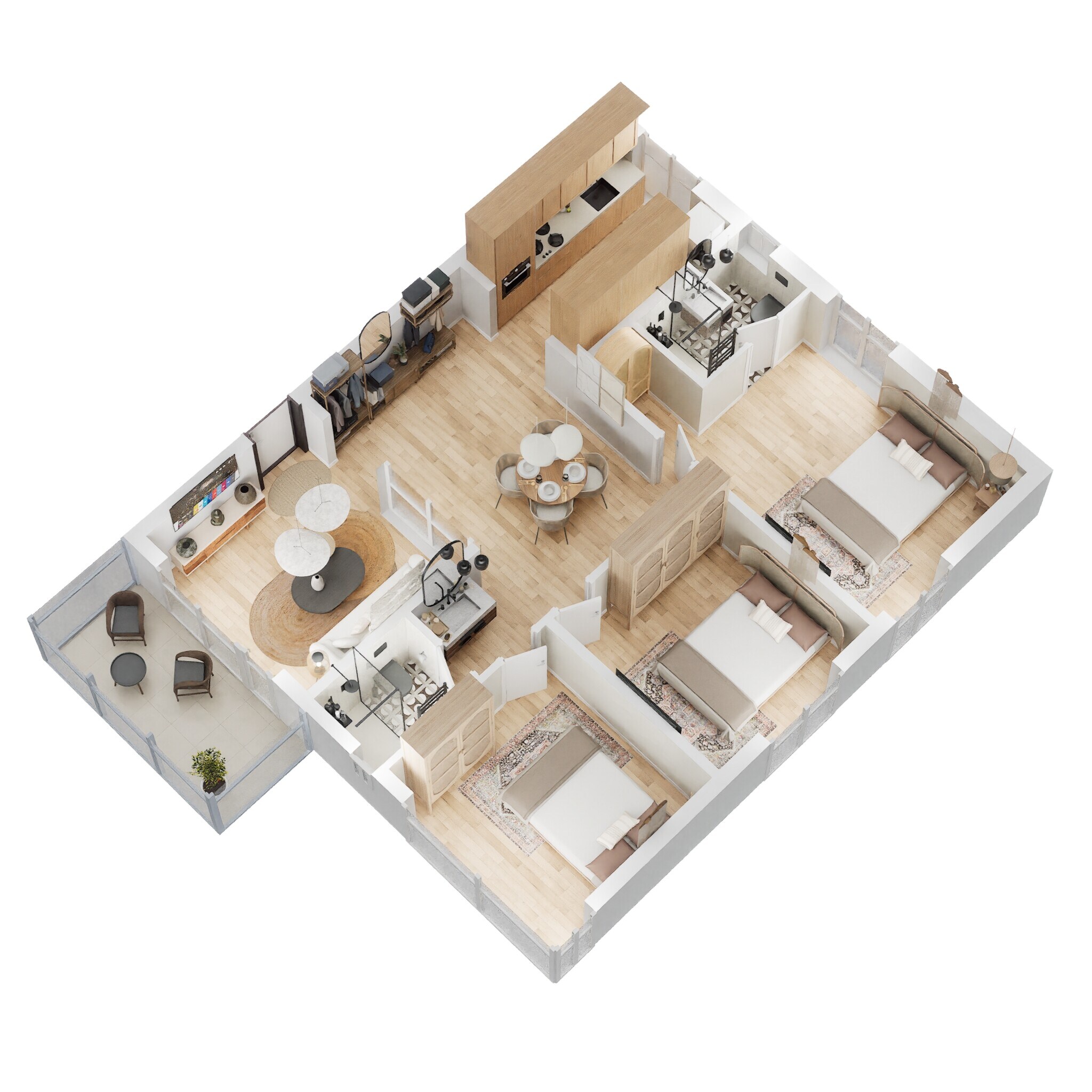 Floor plan of 3 BHK 1509 Sq. Ft. Apartment in Urbanrise The World of Joy, Hyderabad