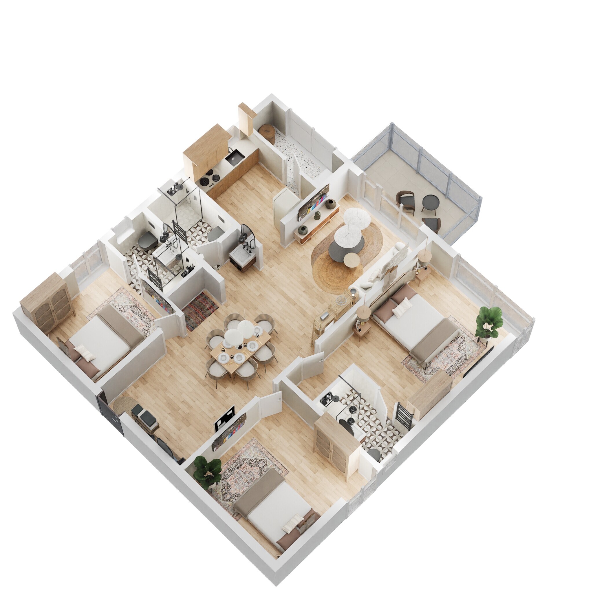 Floor plan of 3 BHK 1839 Sq. Ft. Apartment in Urbanrise The World of Joy, Hyderabad