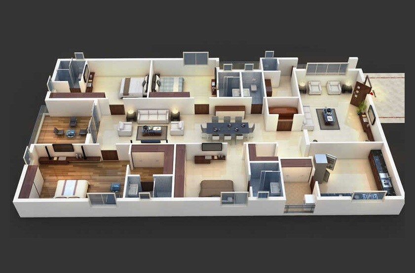 Floor plan of 4 BHK 2508 Sq. Ft. Apartment in Vaibhavi Sai Vaibhavi Valero, Hyderabad