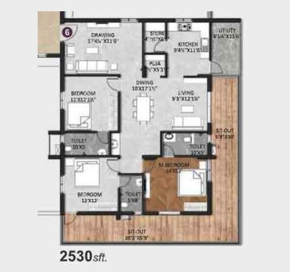 3 BHK 2530 Sq. Ft. Apartment