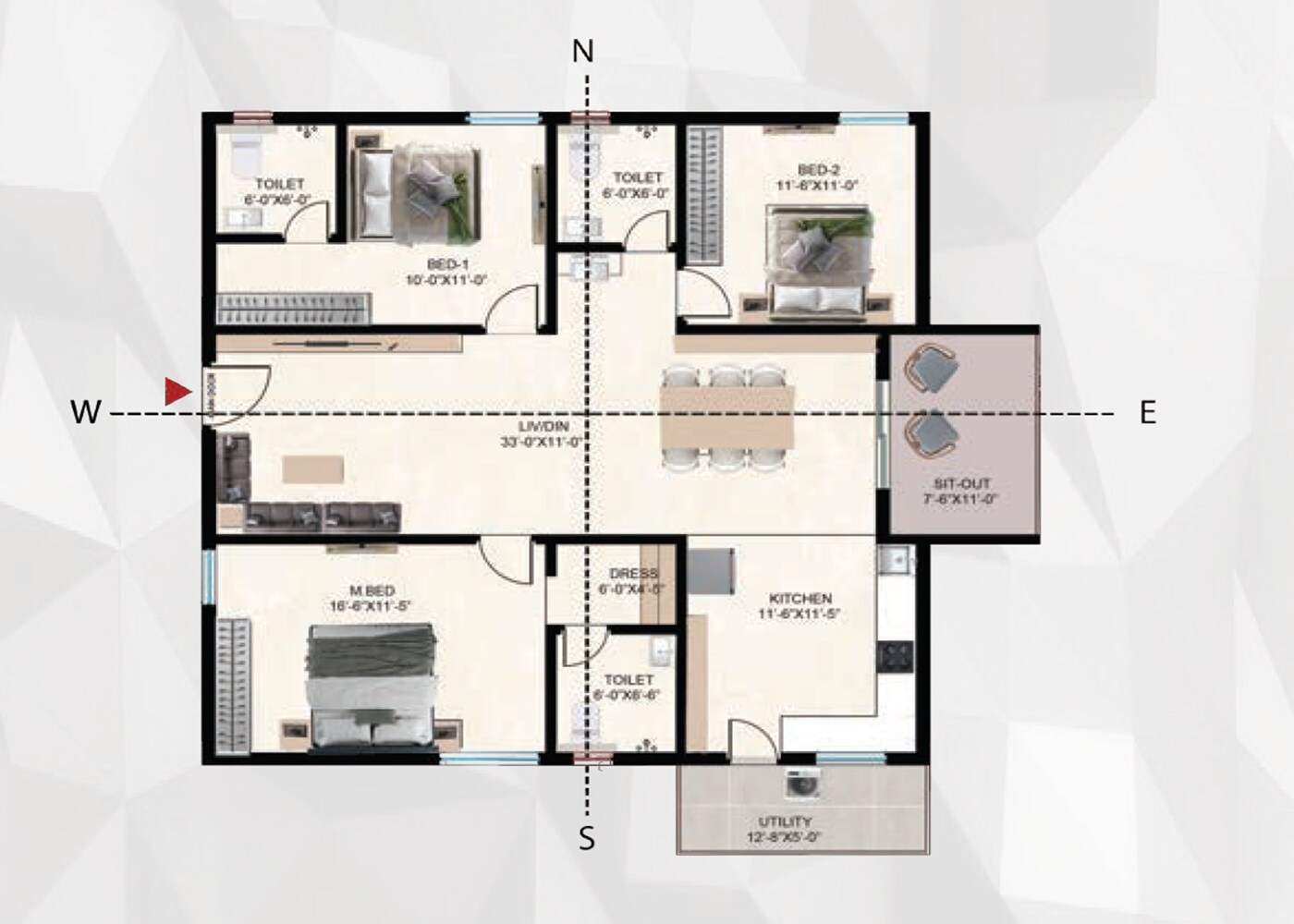 3 BHK 1839 Sq. Ft. Apartment
