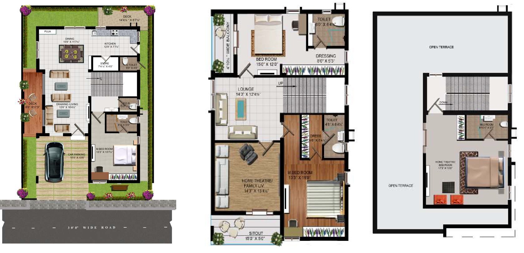 Floor plan of 3 BHK 3264 Sq. Ft. Villa in Vaishnavi Triumph Villas, Hyderabad