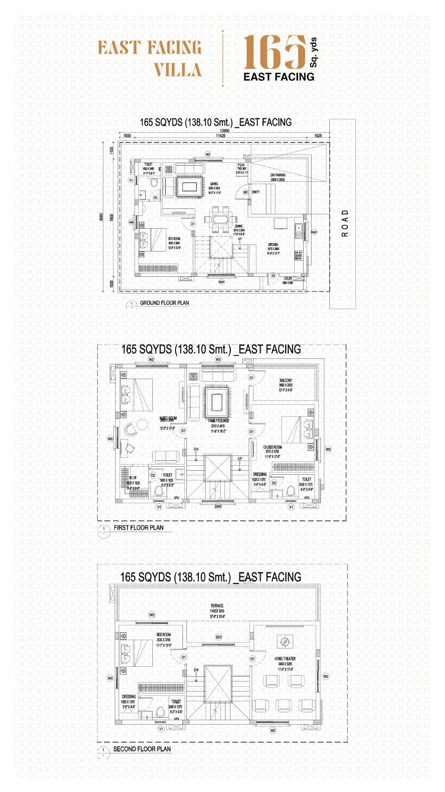 Floor plan of 4 BHK 1685 Sq. Ft. Villa in Vajra Aavaas Sahita, Hyderabad