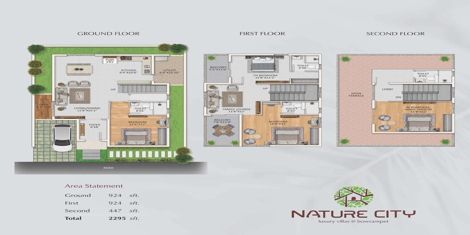 Floor plan of 4 BHK 2295 Sq. Ft. Villa in Vajra Nature City, Hyderabad