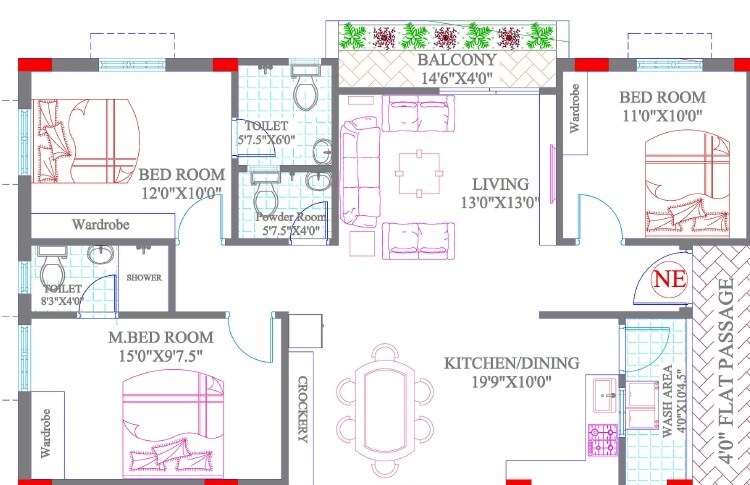 3 BHK 1432 Sq. Ft. Apartment