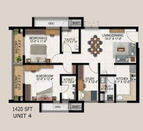 2 BHK 1420 Sq. Ft. Apartment in Vajra West City