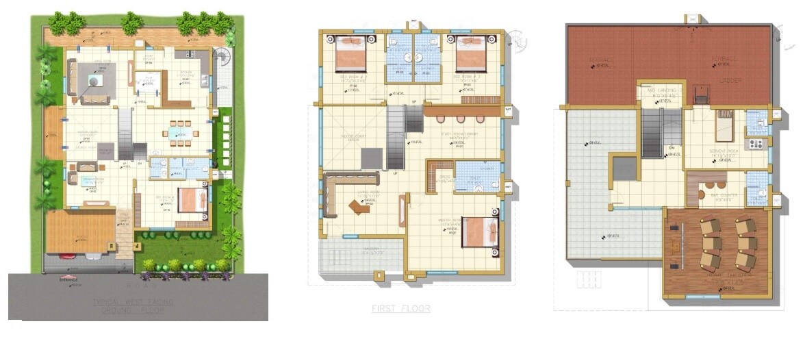 Floor plan of 4 BHK 3634 Sq. Ft. Villa in Vajram Aster Homes, Hyderabad