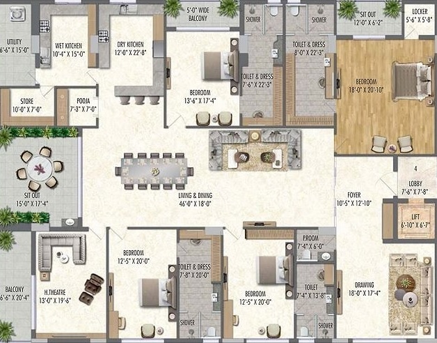 Vamsiram Jyothi Valencia Floor Plans - Banjara Hills, Hyderabad