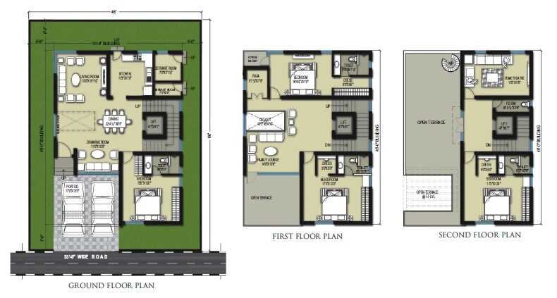Floor plan of 4 BHK 3876 Sq. Ft. Villa in Vasantha City, Hyderabad