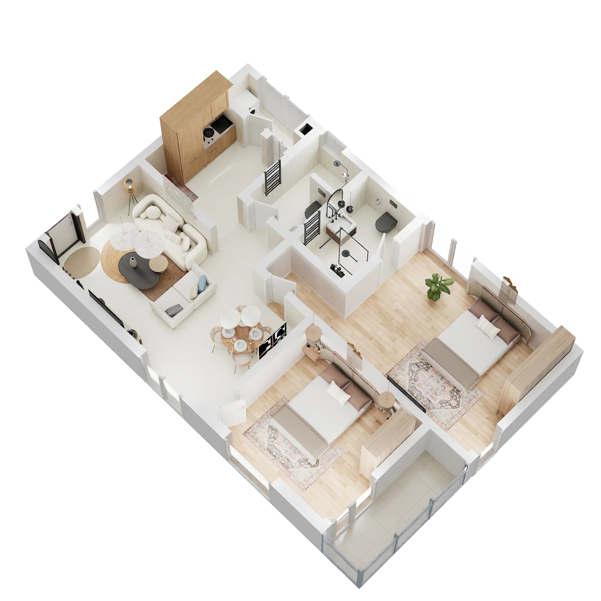 Floor plan of 2 BHK 1250 Sq. Ft. Apartment in Vasavi Atlantis, Hyderabad