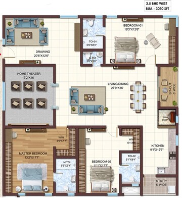  3 BHK Apartment at Vasavi Atlantis, Narsingi – for Sale