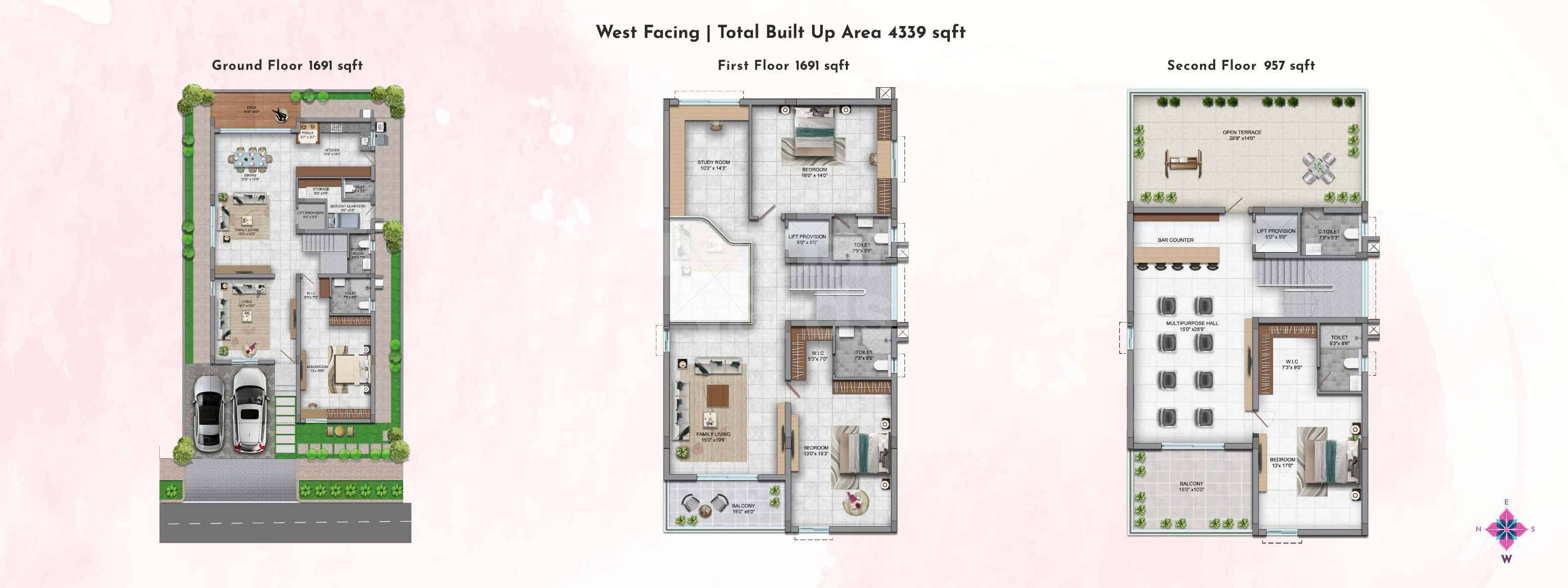 Floor plan of 4 BHK 4339 Sq. Ft. Villa in Vasavi Avasa, Hyderabad