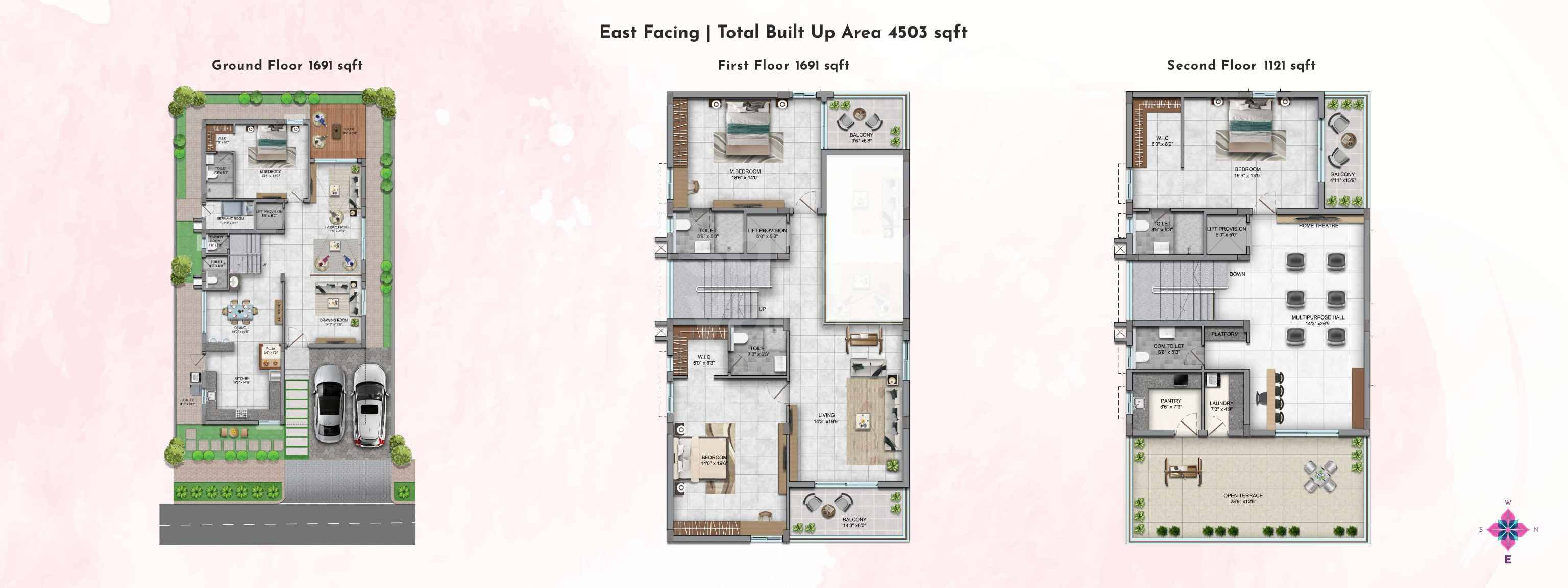 Floor plan of 4 BHK 4503 Sq. Ft. Villa in Vasavi Avasa, Hyderabad