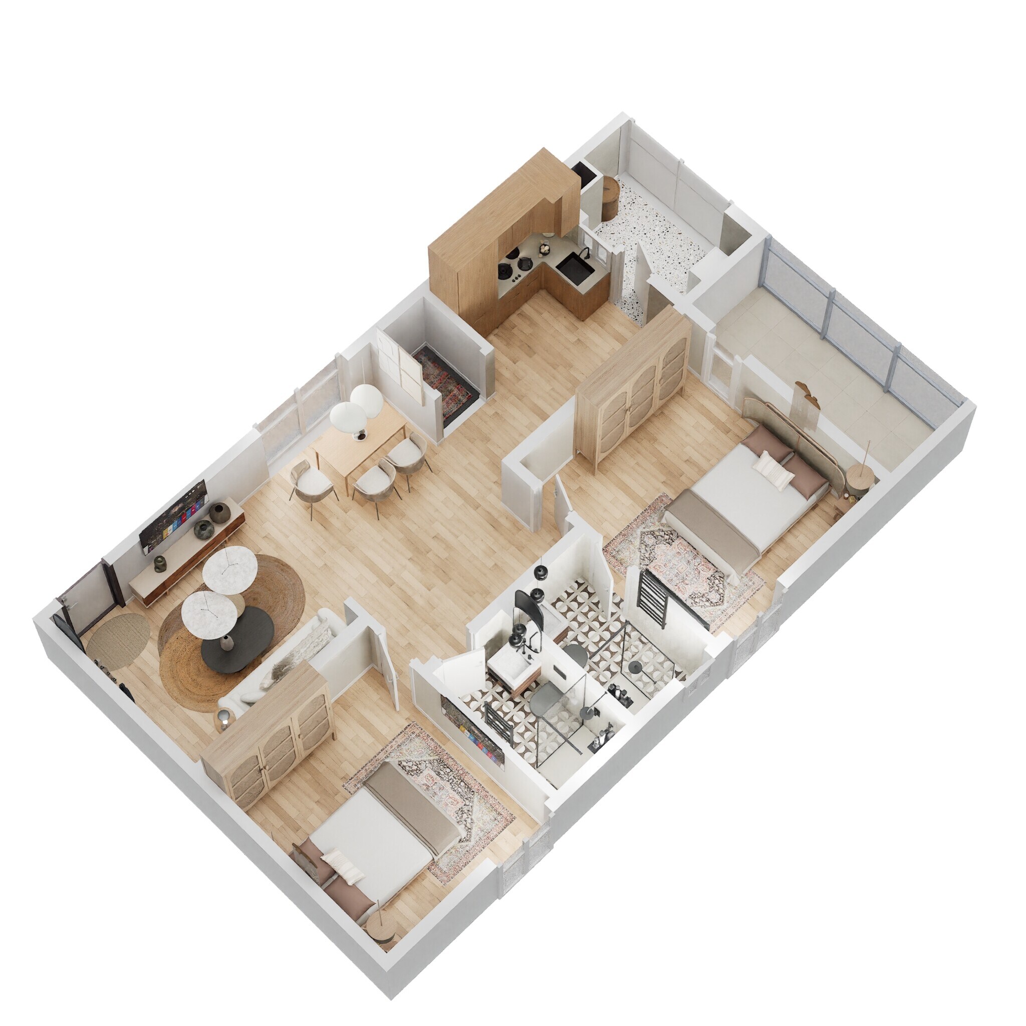 Floor plan of 2 BHK 1235 Sq. Ft. Apartment in Vasavi Crown East, Hyderabad
