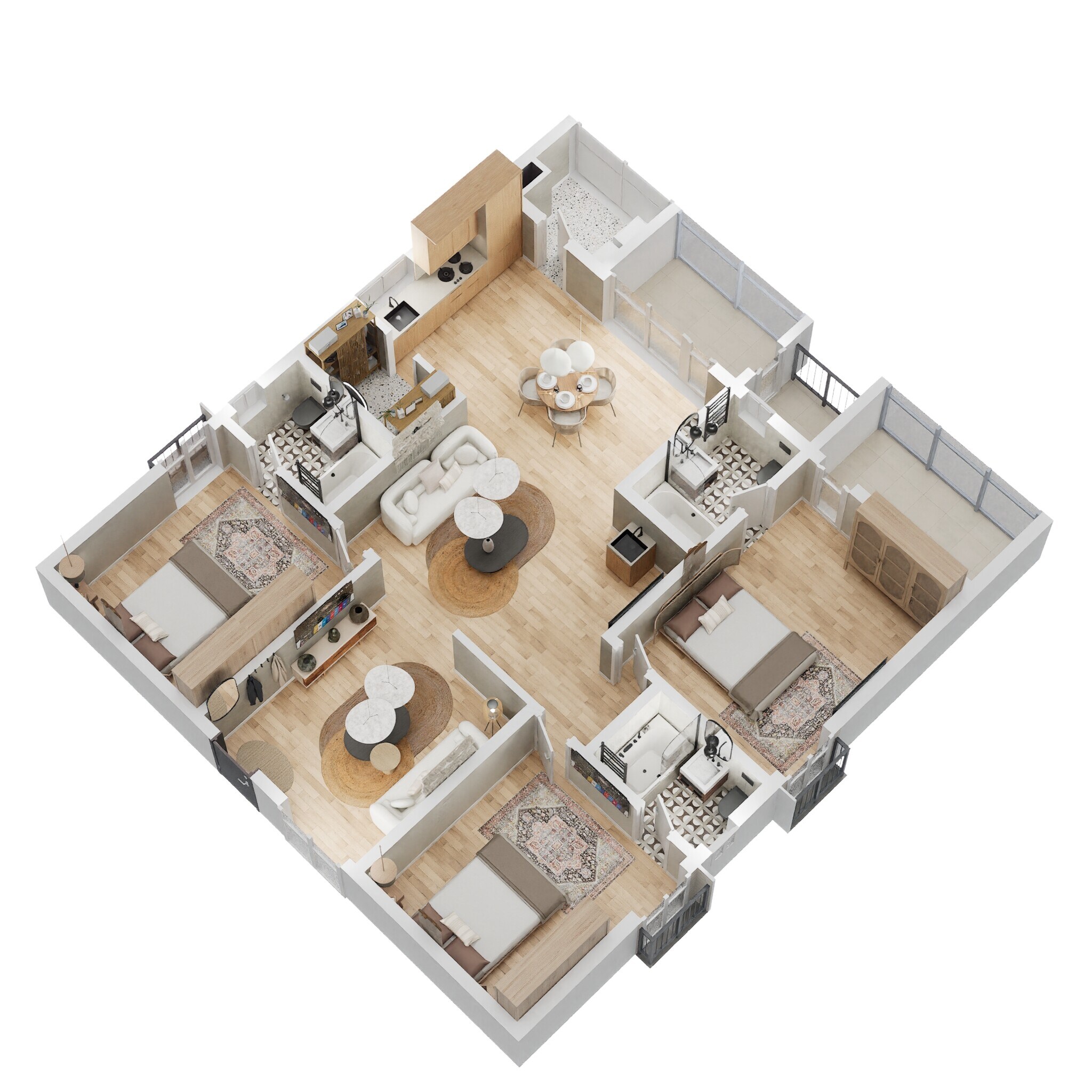 Floor plan of 3 BHK 1820 Sq. Ft. Apartment in Vasavi Crown East, Hyderabad
