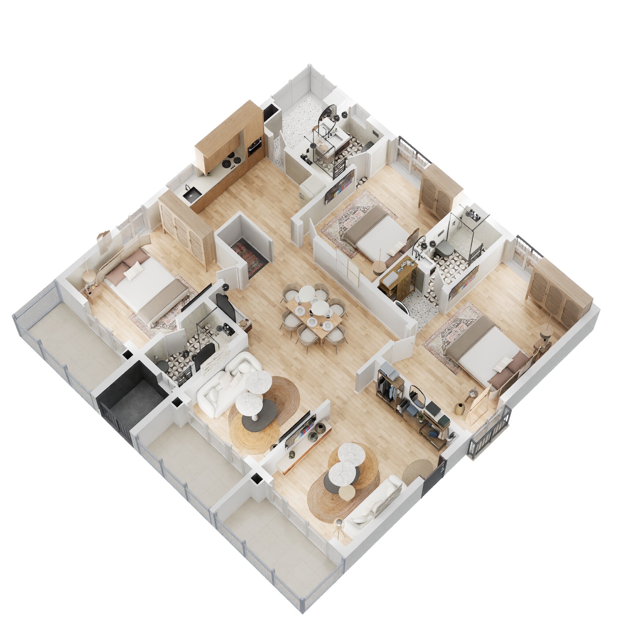 Floor plan of 3 BHK 2120 Sq. Ft. Apartment in Vasavi Crown East, Hyderabad