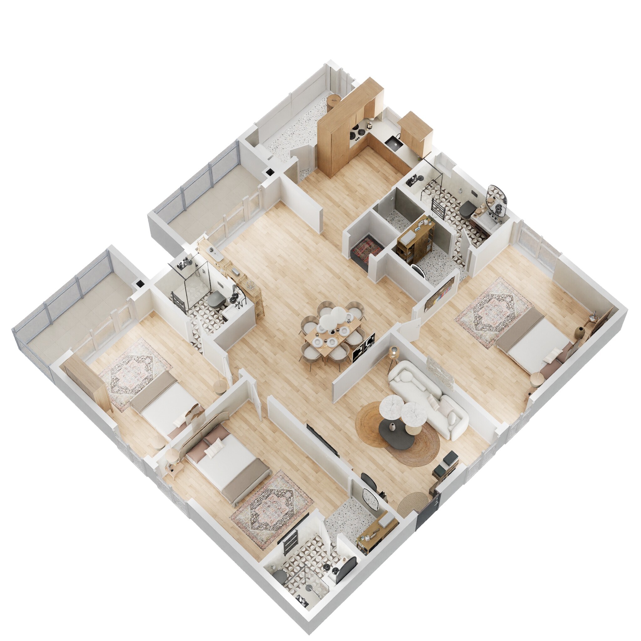 Floor plan of 3 BHK 2350 Sq. Ft. Apartment in Vasavi Crown East, Hyderabad