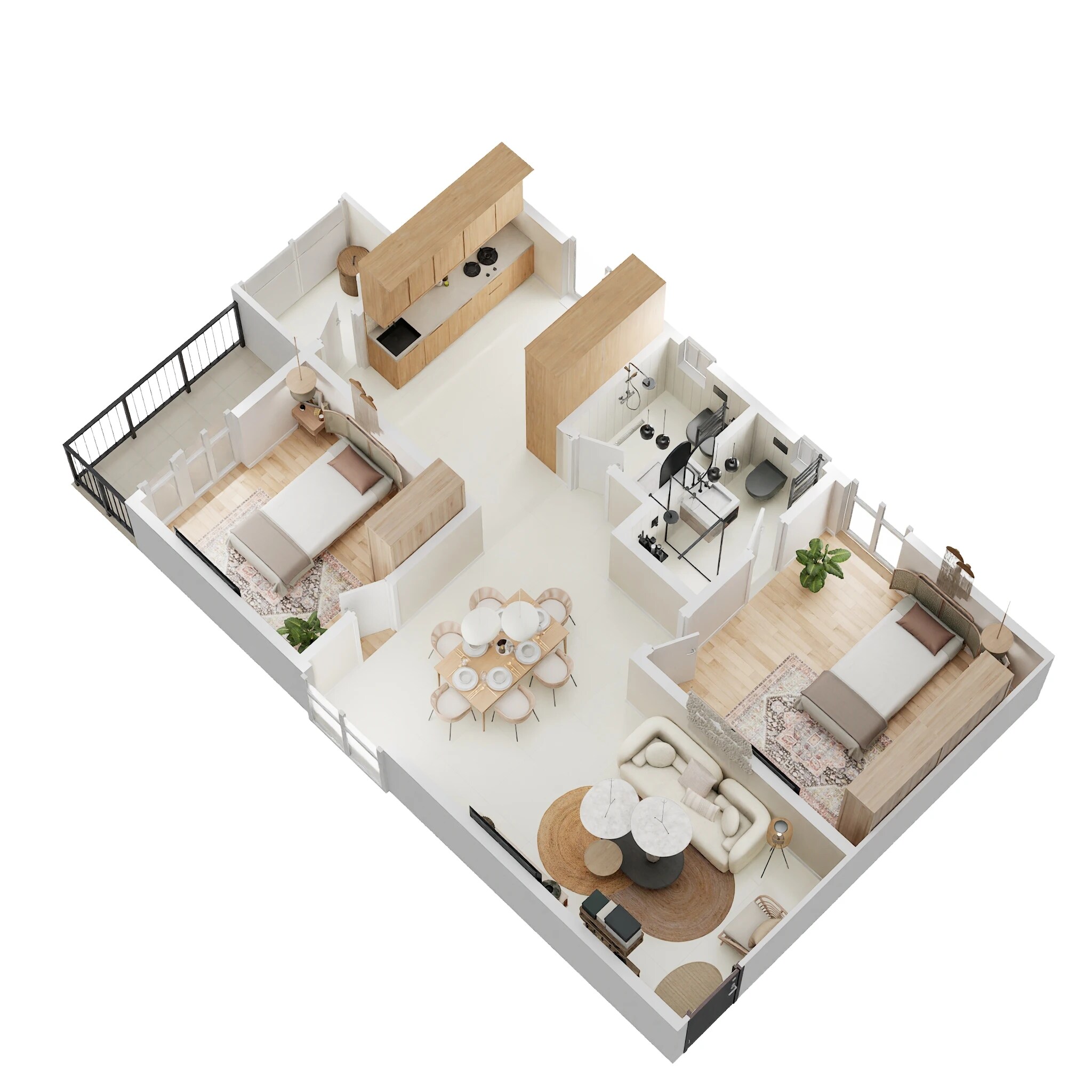 Floor plan of 2 BHK 1190 Sq. Ft. Apartment in Vasavi Lake City, Hyderabad