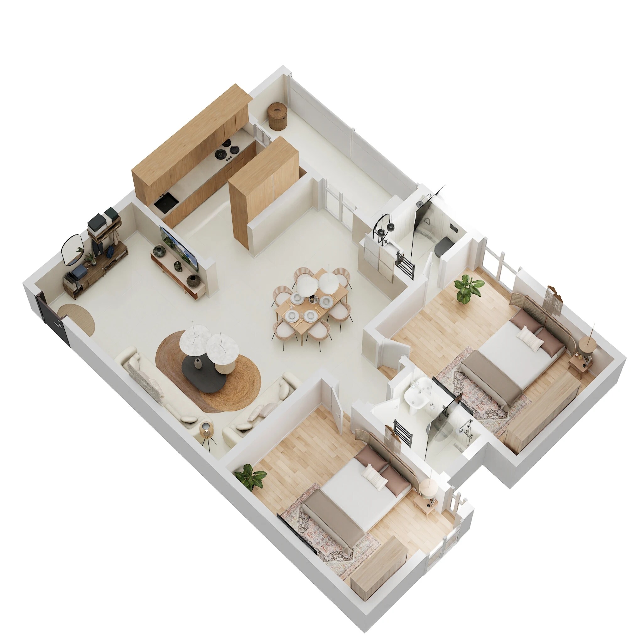 Floor plan of 2 BHK 1270 Sq. Ft. Apartment in Vasavi Lake City, Hyderabad