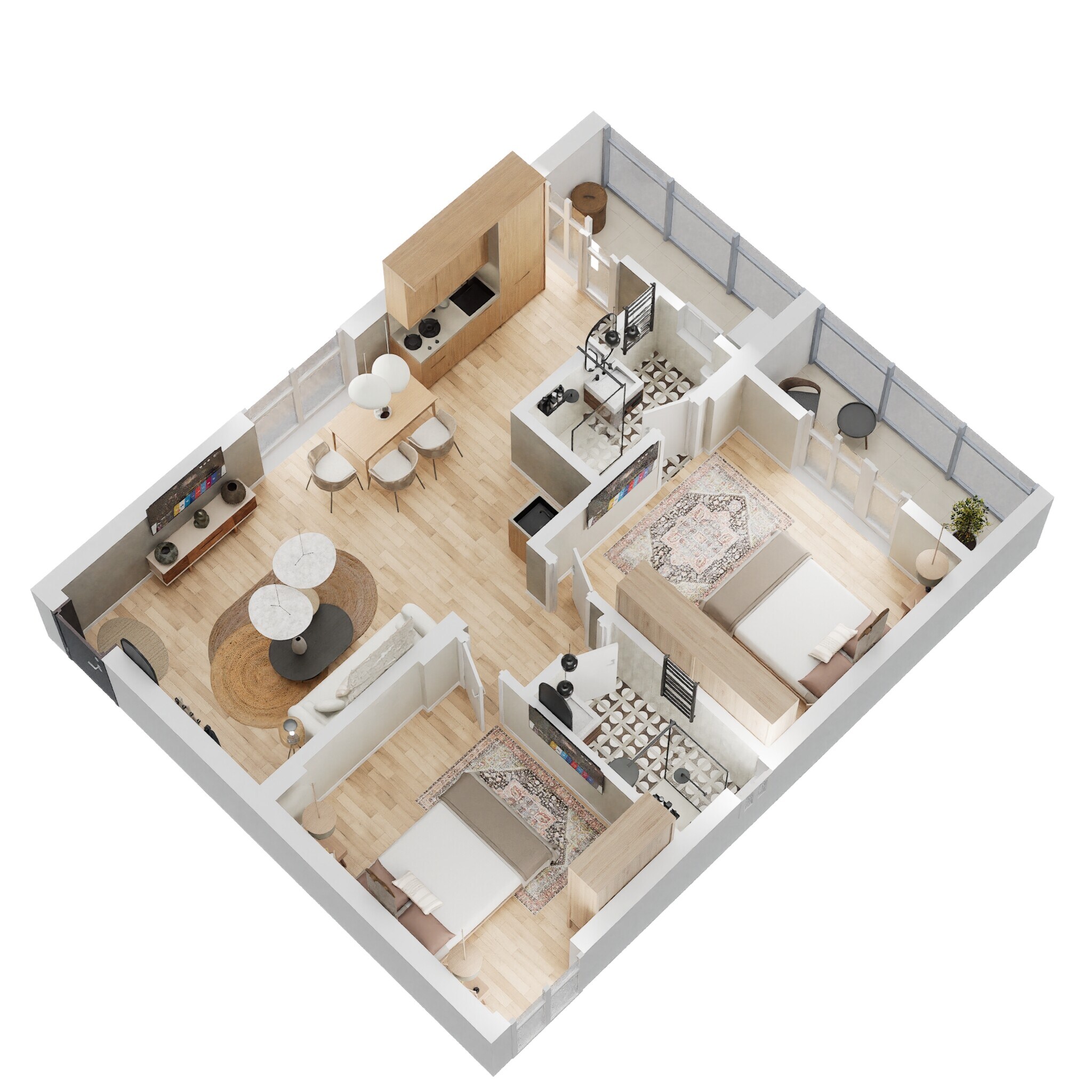 Floor plan of 2 BHK 1065 Sq. Ft. Apartment in Vasavi Metropolis, Hyderabad