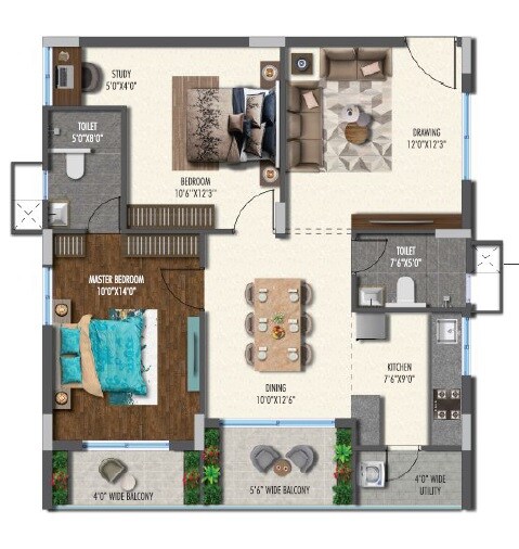 Other, vasavi-metropolis 2 Bedroom 1195 Sq.Ft. Apartment In Uppal Hyderabad 9069639