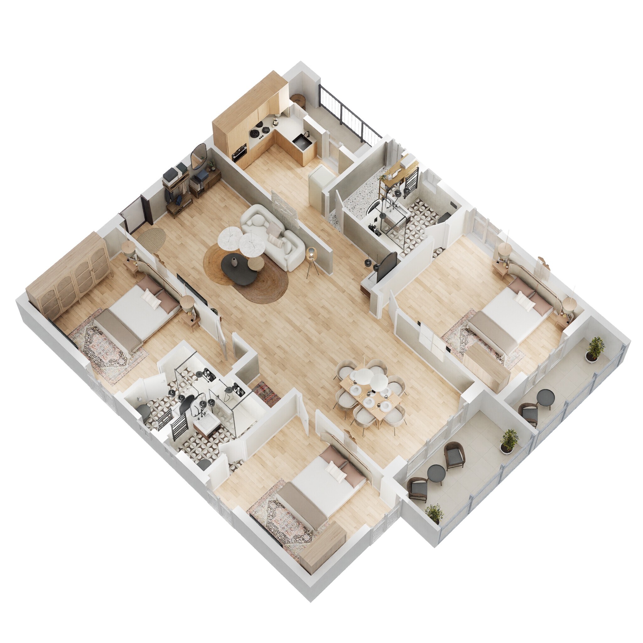 Floor plan of 3 BHK 1945 Sq. Ft. Apartment in Vasavi Metropolis, Hyderabad