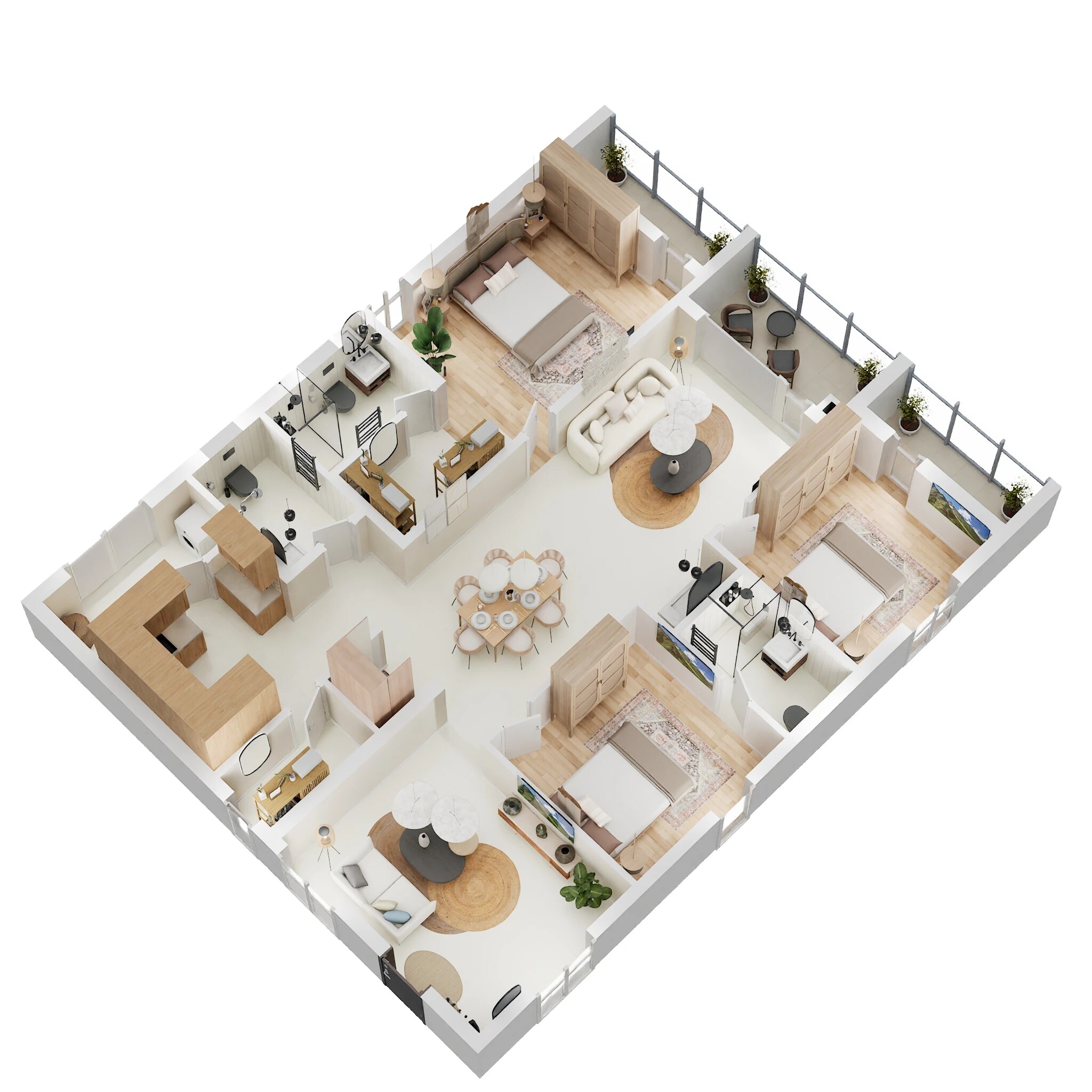 Floor plan of 3 BHK 1990 Sq. Ft. Apartment in Vasavi Nandanam, Hyderabad