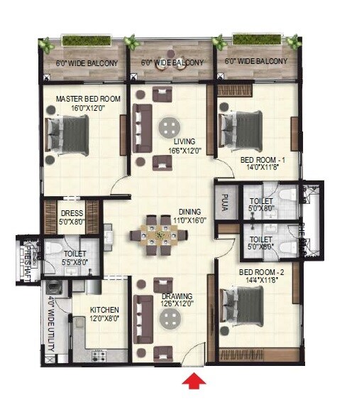 3 BHK 2270 Sq. Ft. Apartment