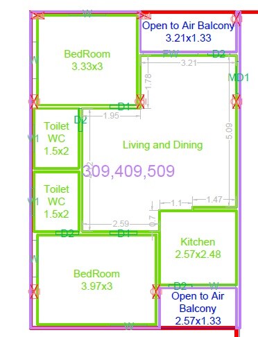 2 BHK 1049 Sq. Ft. Apartment