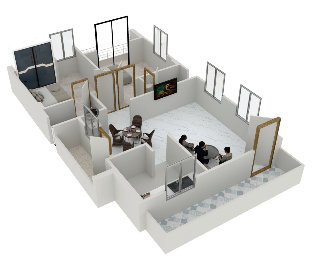 Floor plan of 2 BHK 1026 Sq. Ft. Apartment in Vasishtha Navya Ram, Hyderabad
