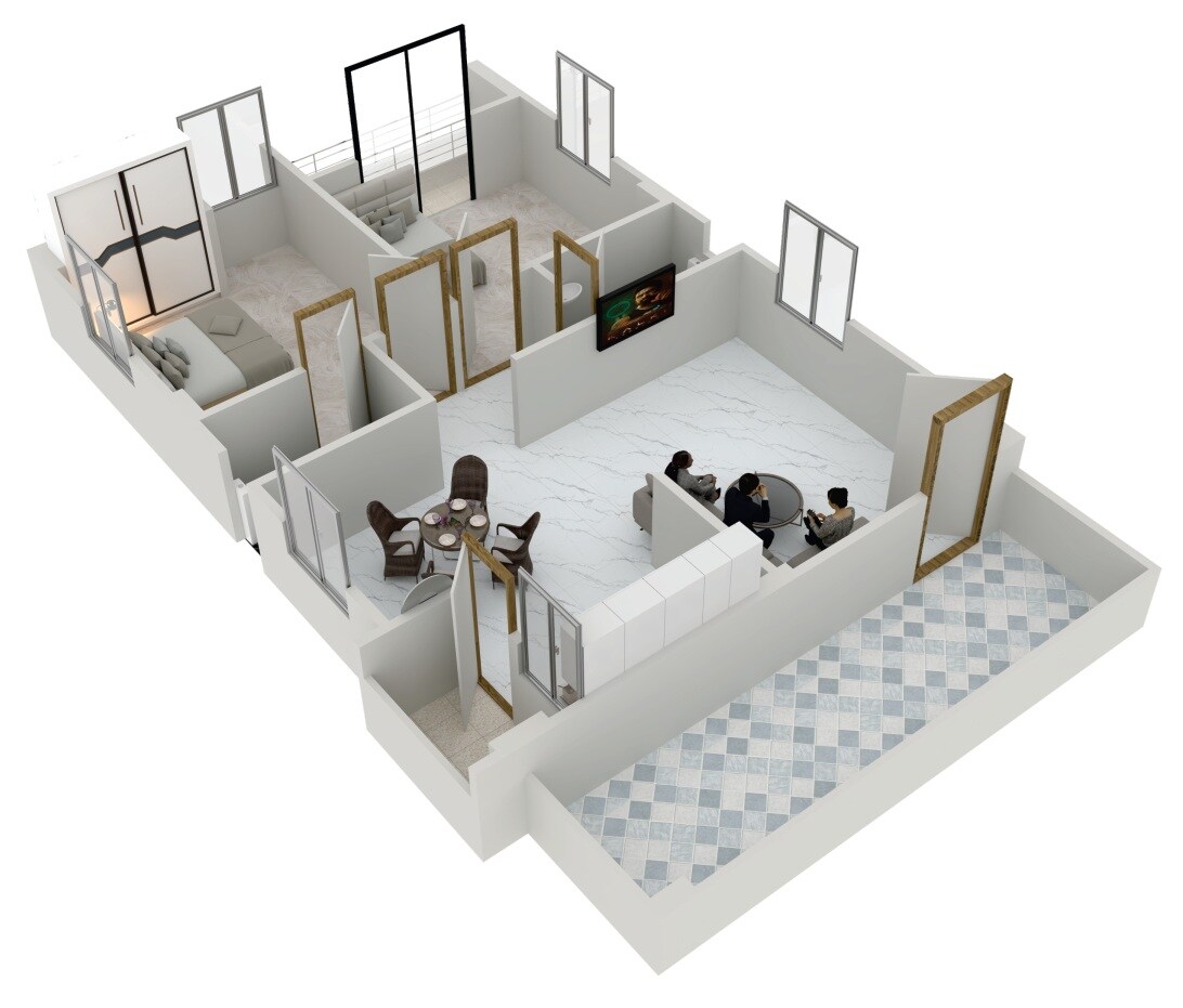 Floor plan of 2 BHK 1179 Sq. Ft. Apartment in Vasishtha Navya Ram, Hyderabad