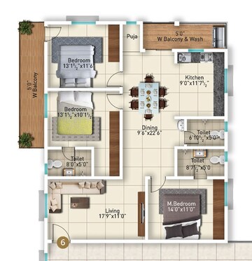  3 BHK Apartment at Vazhraa Prathik, Nizampet – for Rent