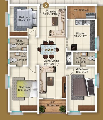 3 BHK Apartment at Vazhraa Prathik, Nizampet – for Rent