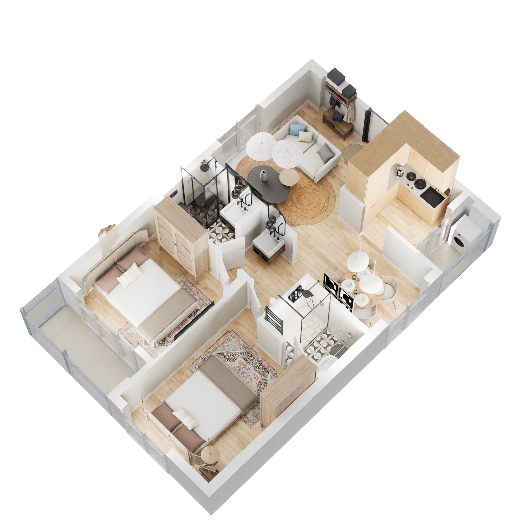 Floor plan of 2 BHK 842 Sq. Ft. Apartment in VB City, Hyderabad