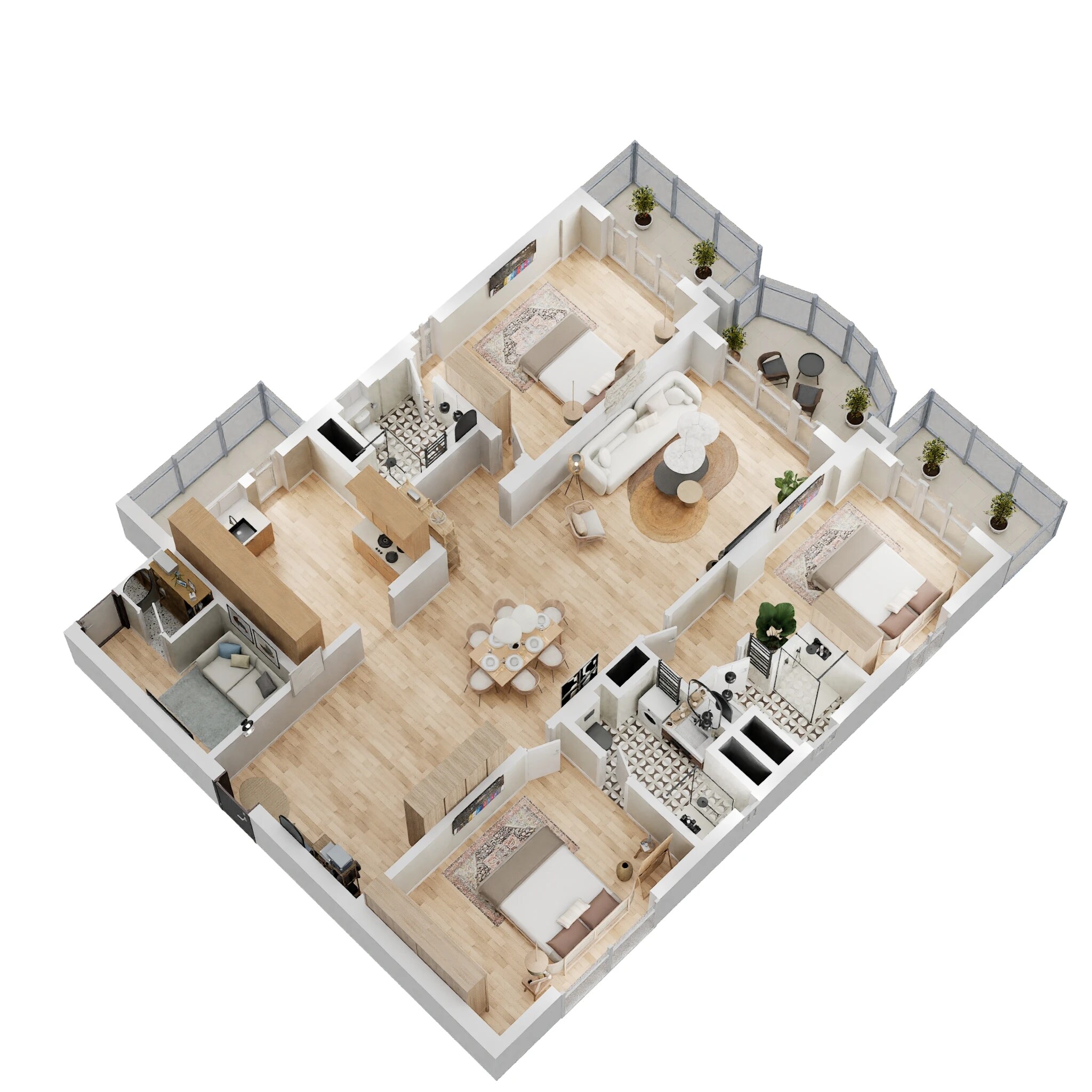 Floor plan of 3 BHK 1419 Sq. Ft. Apartment in Vermont Welkkin Heights, Hyderabad