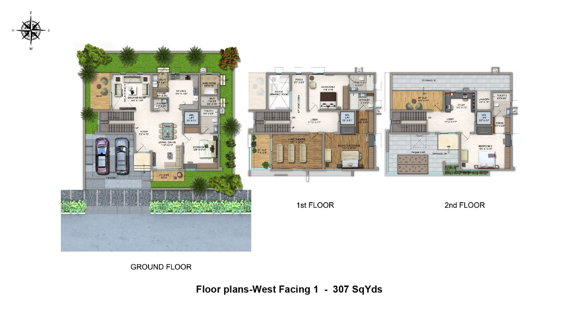 Floor plan of 4 BHK 4397 Sq. Ft. Villa in Vertex Kingston Park, Hyderabad